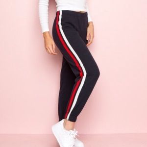 Brandy Melville Navy with strips Sweatpants